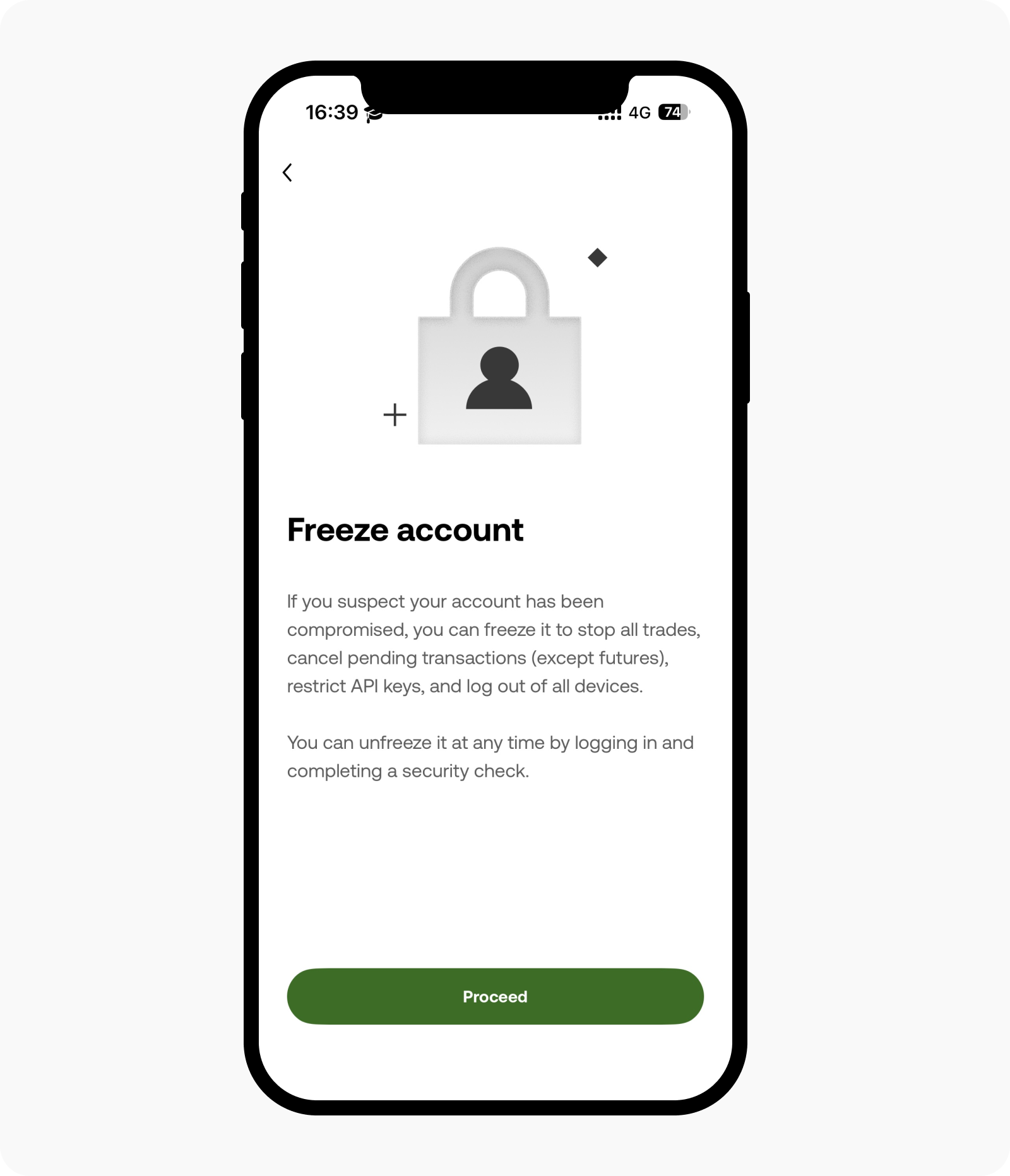 Read freeze note before complete the freeze account action
