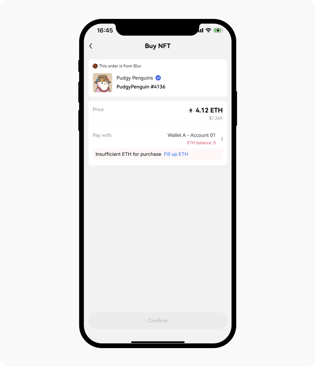 Buy NFT interface App