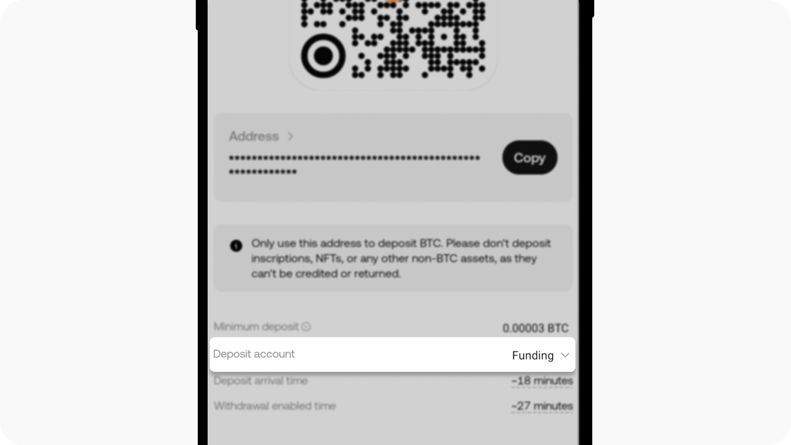 CT-app-deposit on chain-select deposit account