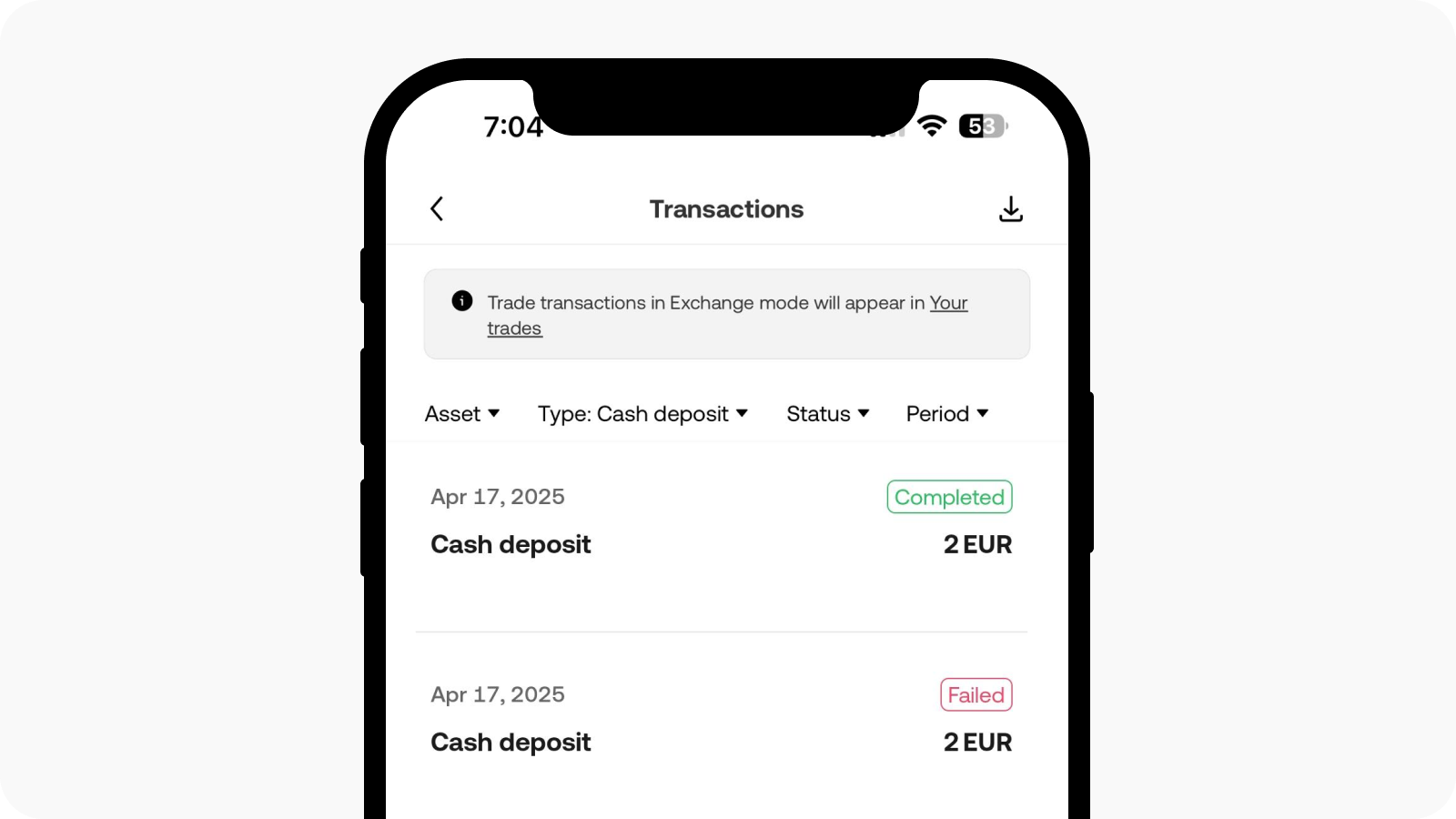 CT-App-buy crypto-EUR transaction history