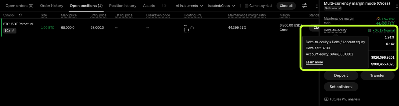Trading Page Delta Metrics