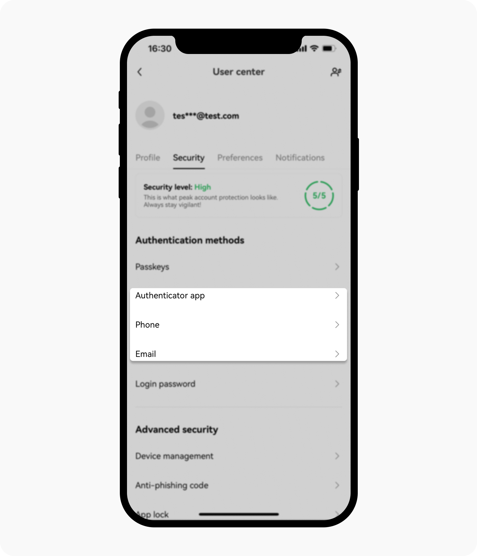 select authentication methods