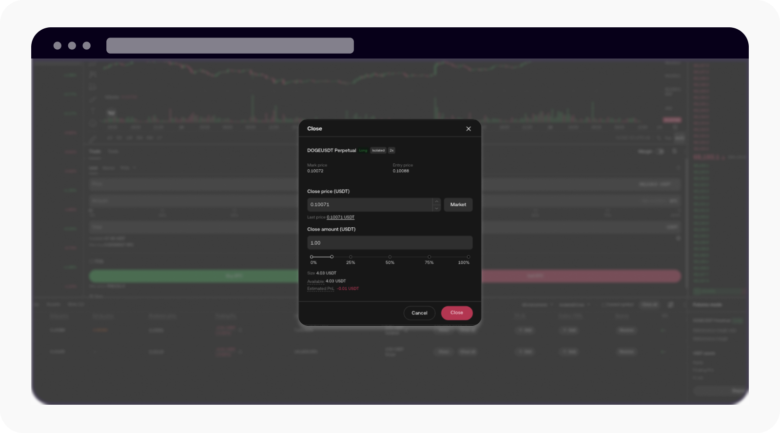 Close Positions Individually web